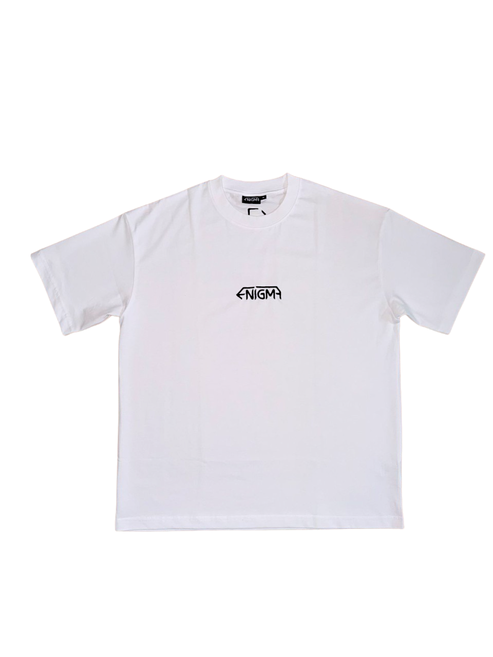 T-shirt bianca oversize minimal con logo ricamato | Enigma - Enigmavdm