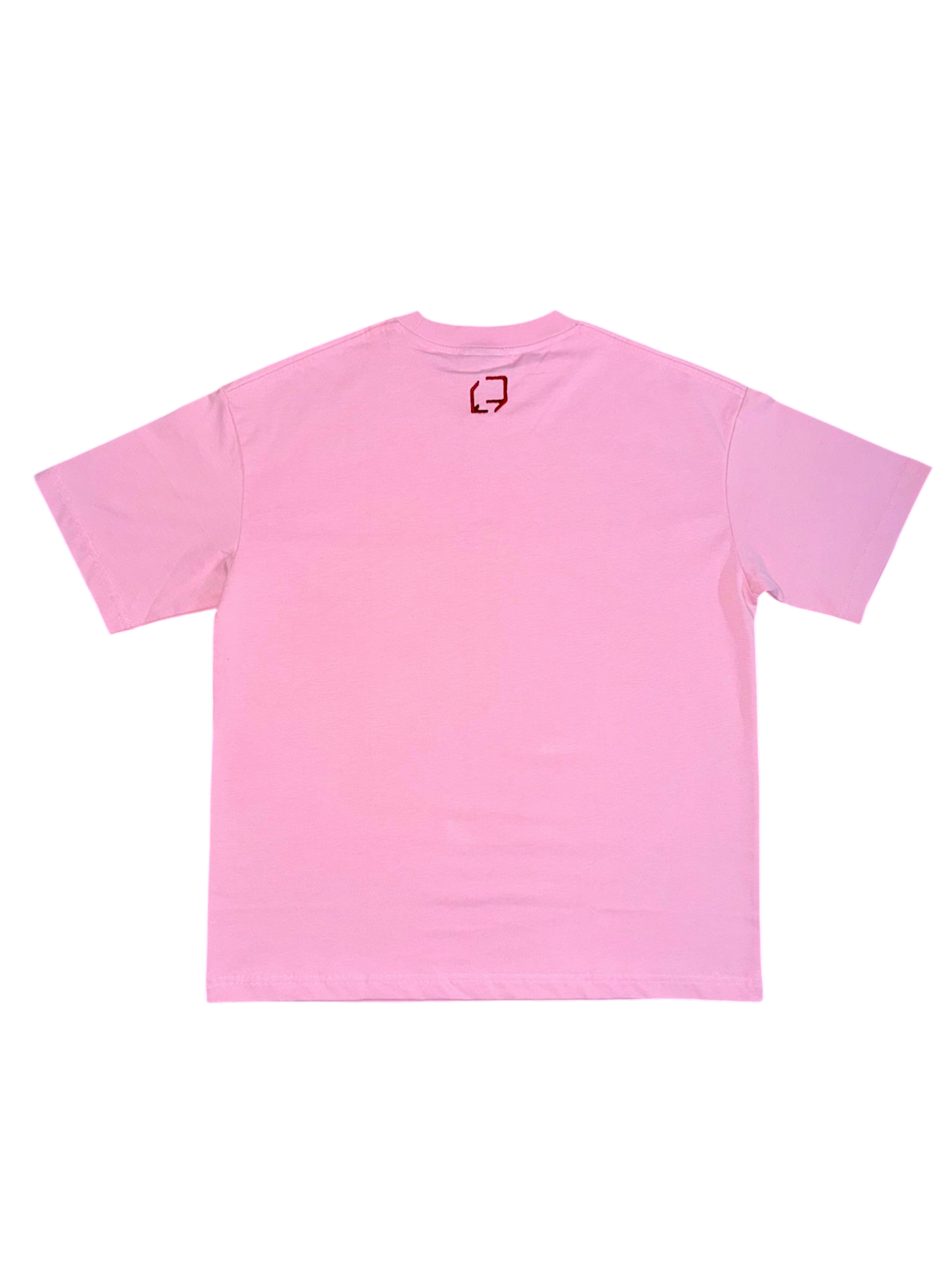 T-shirt rosa oversize minimal con logo ricamato | Enigma - Enigmavdm